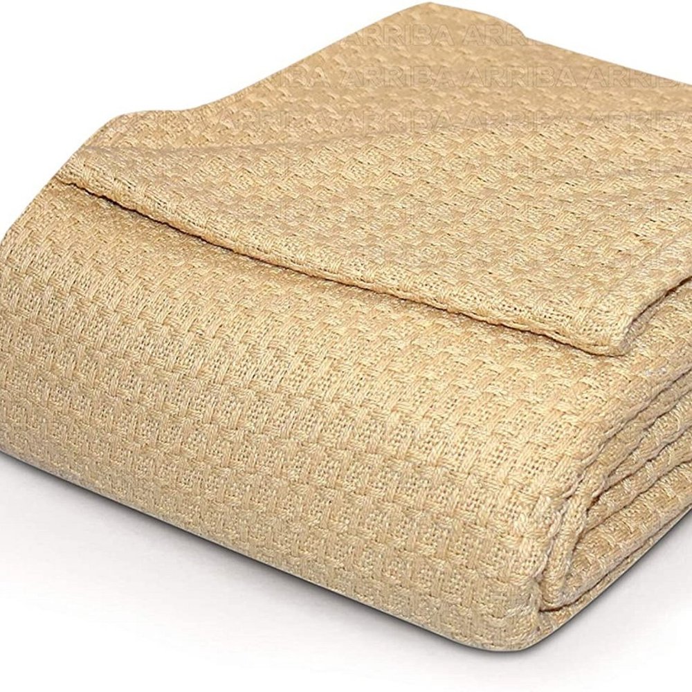 Combed Cotton Thermal Blankets Soft - BEIGE